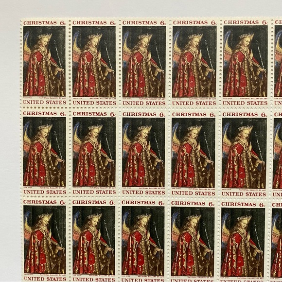 Christmas Stamp 1968 Van Eyck National Gallery of Art 6 Cent Sheet of 50 Mint - Picture 3 of 14